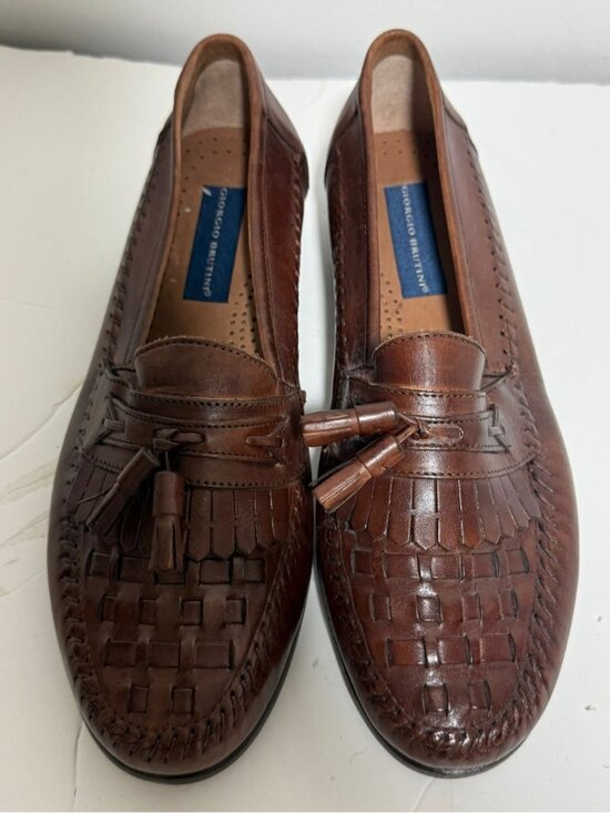 Giorgio Brutini Brown Woven Tassel Loafers Men’s 9.5D Leather Brazil main image 8